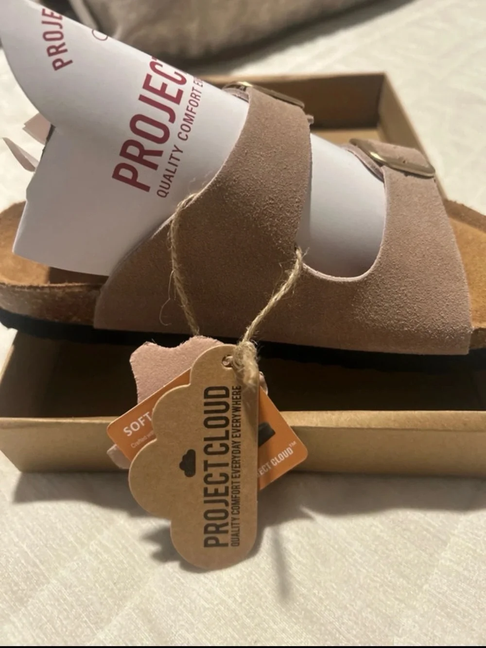 Soft Suede Double-Buckle Kids Sandals in Taupe